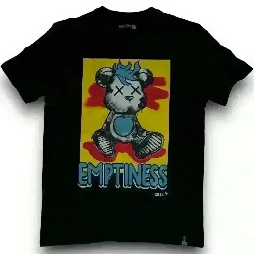 Rebel Minds Bear Emptiness T-Shirt Men's L Black Graphic Print Logo‎ Cotton Tee